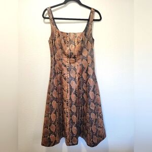 7 For All Mankind Snake Faux Leather Square Neck Sleeveless Midi Dress SZ Medium